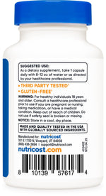 Nutricost Black Garlic 60 capsule bottle detailing antioxidant and immune support properties.