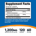 Nutricost Berberine Hcl supplement facts label