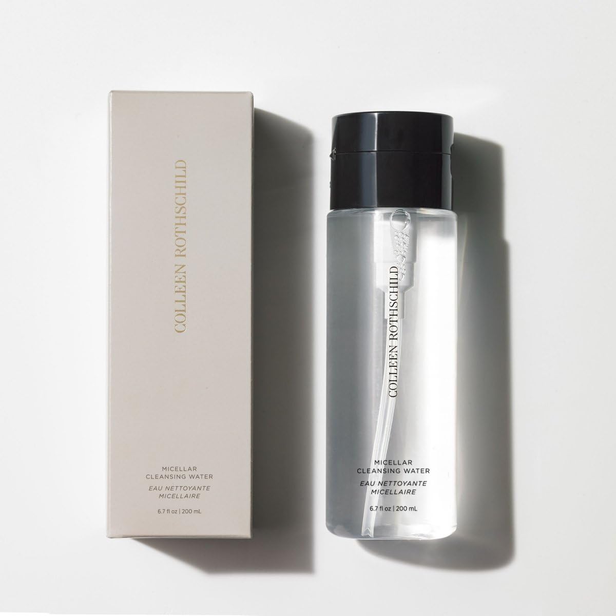 USA imported Colleen Rothschild no rinse micellar water cleanser showing its clear liquid formula.