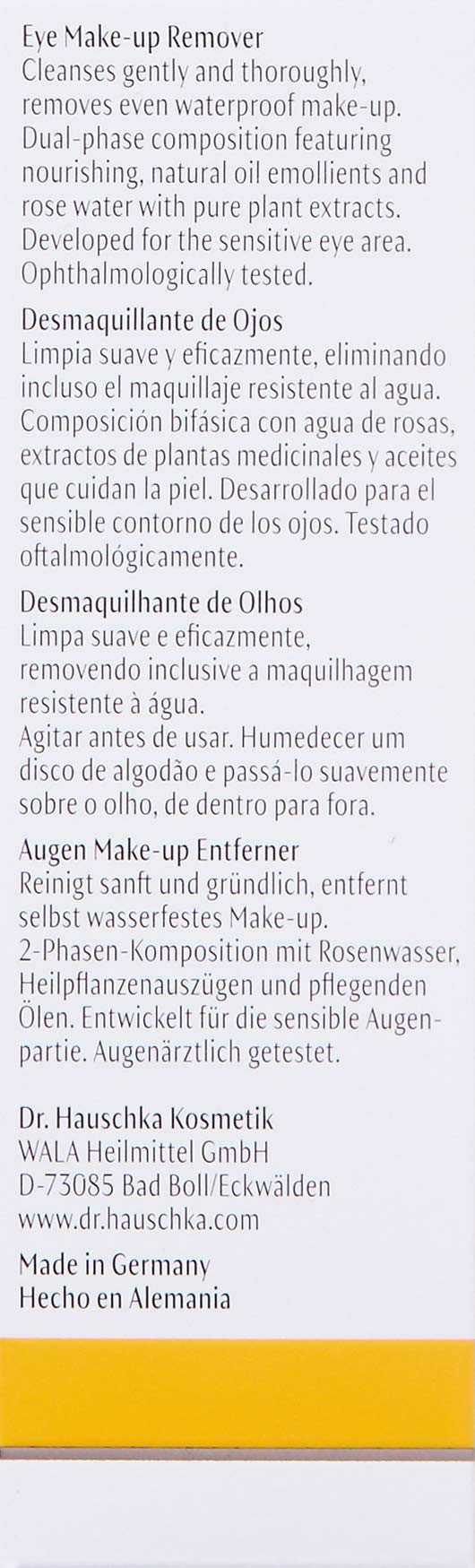 Natural organic dual phase makeup remover bottle on clean surface