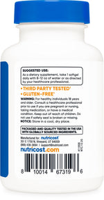 Nutricost cellular defense dietary supplement 120 count supply bottle displaying independent laboratory testing verification.
