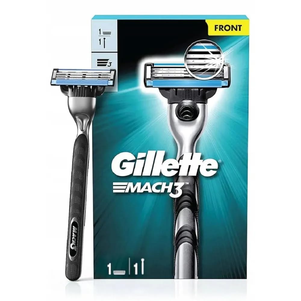 Premium USA imported male grooming razor showing the lubrication strip on the cartridge