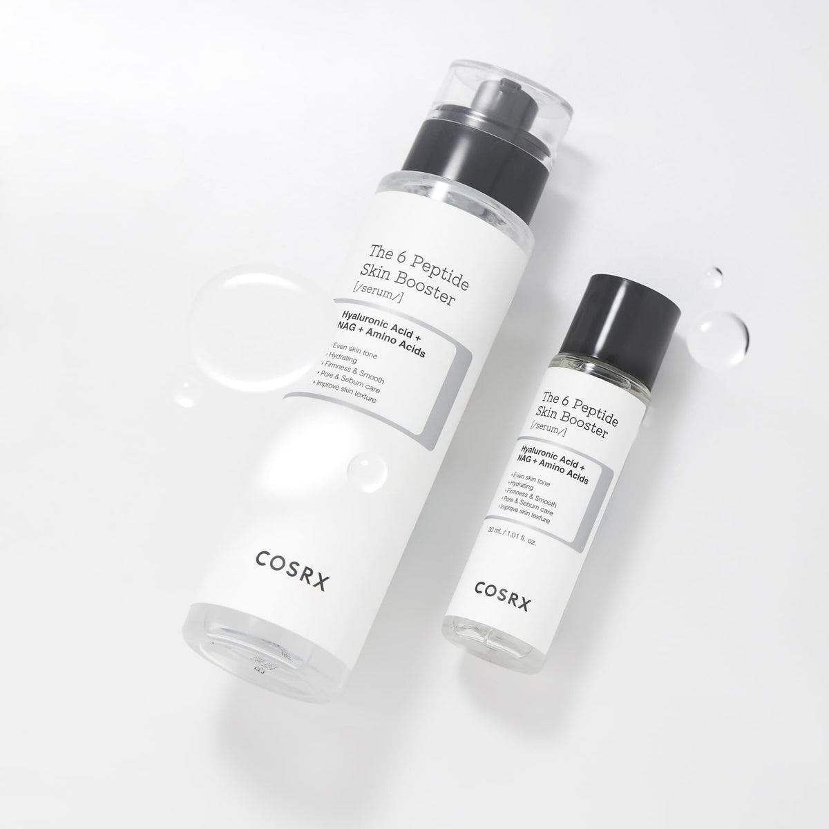 Side view of authentic COSRX multi peptide skin booster essence for pore care and sebum control