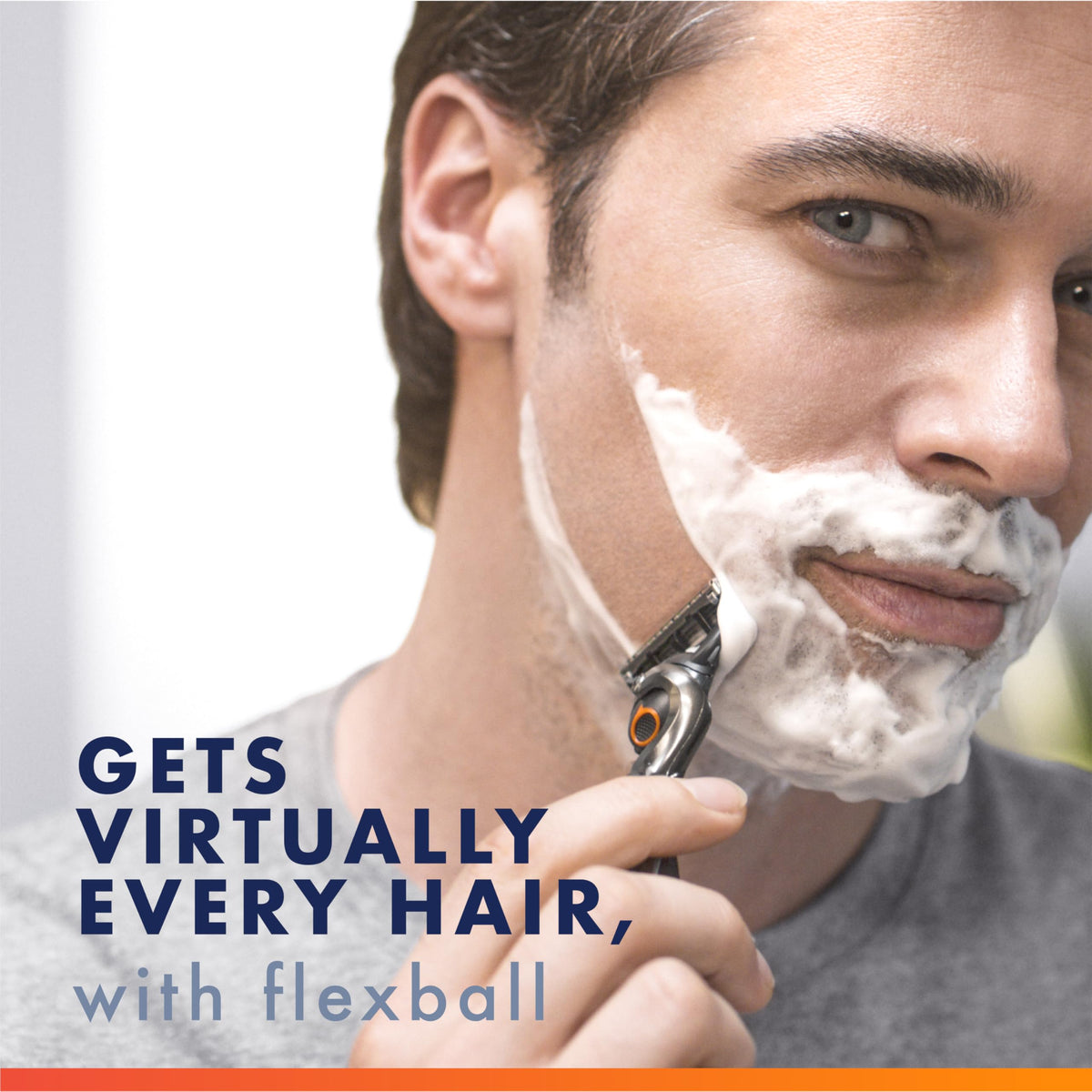 Ergonomic razor handle featuring blue and black FlexBall contour technology