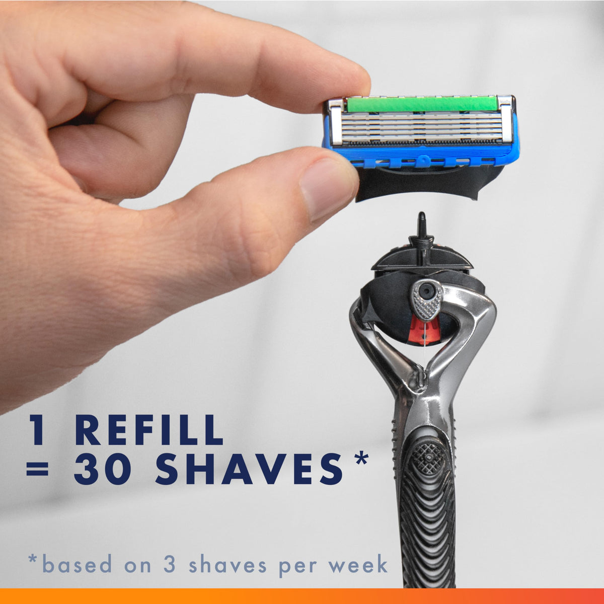 Side view of the premium imported shaving handle with textured grip