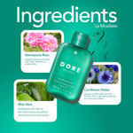 Fragrance free Doré facial cleanser liquid showing travel friendly flip cap packaging