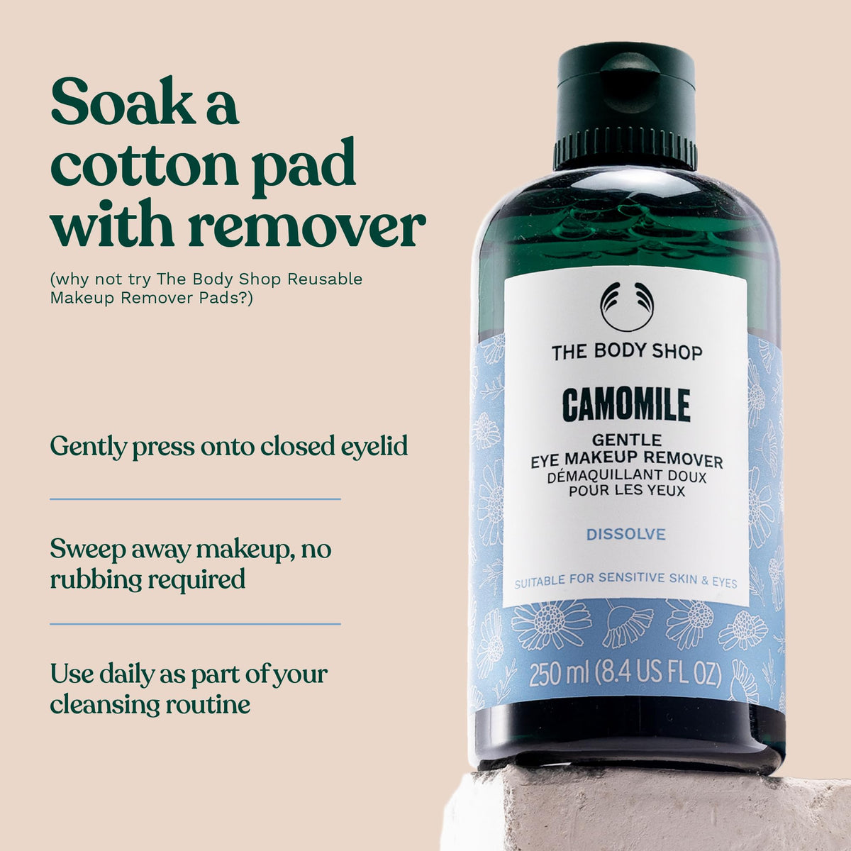 The Body Shop two hundred and fifty milliliter soothing eye makeup remover