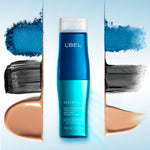 Biphasic dual action makeup remover lotion showing oil and water layers