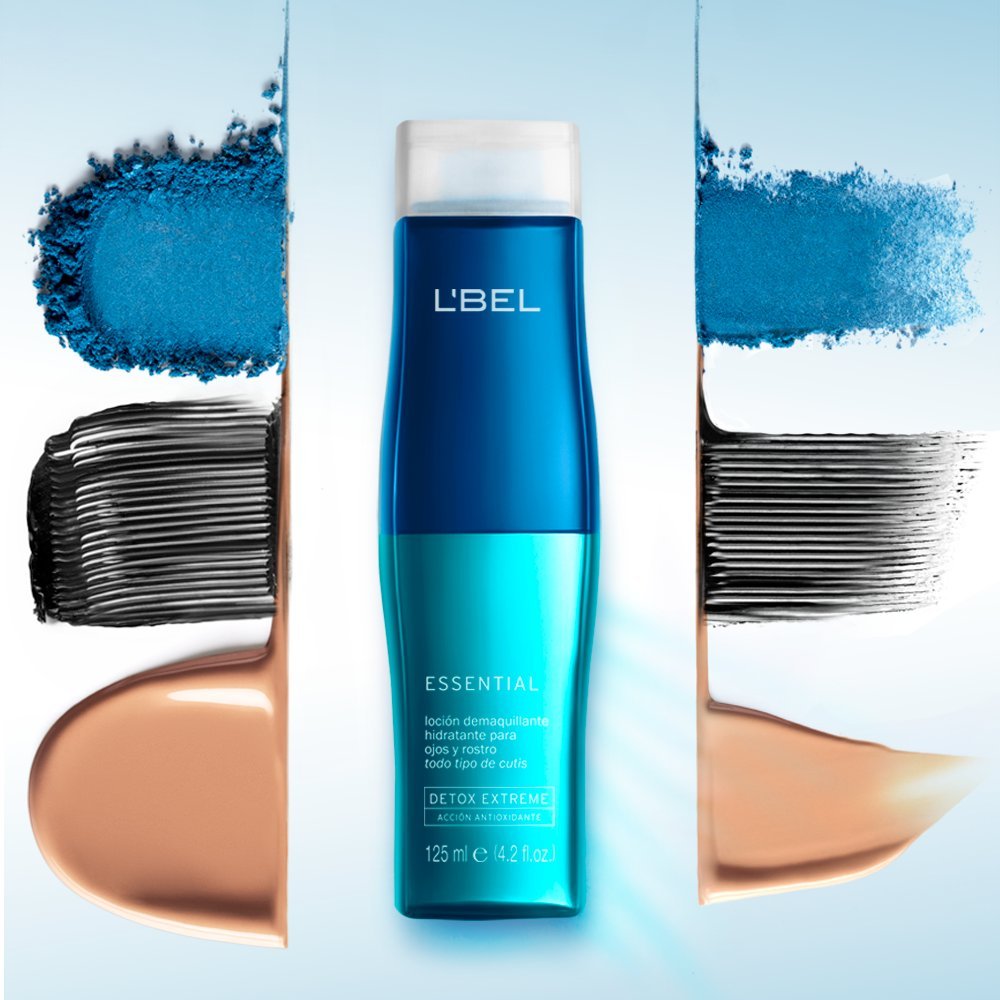 Biphasic dual action makeup remover lotion showing oil and water layers