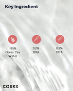 COSRX soothing liquid toner showing liquid texture and authentic branding