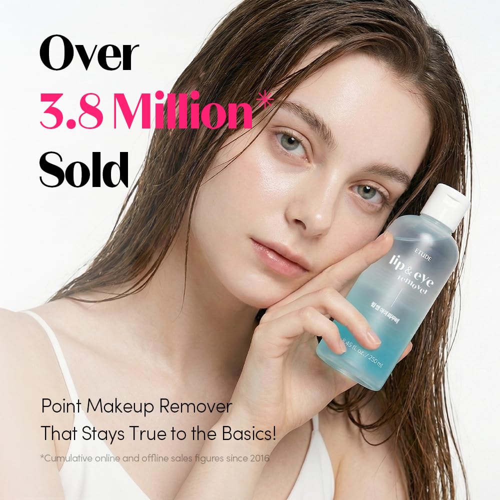 ETUDE Lip And Eye Remover packaging text detailing sensitive skin compatibility and size instructions