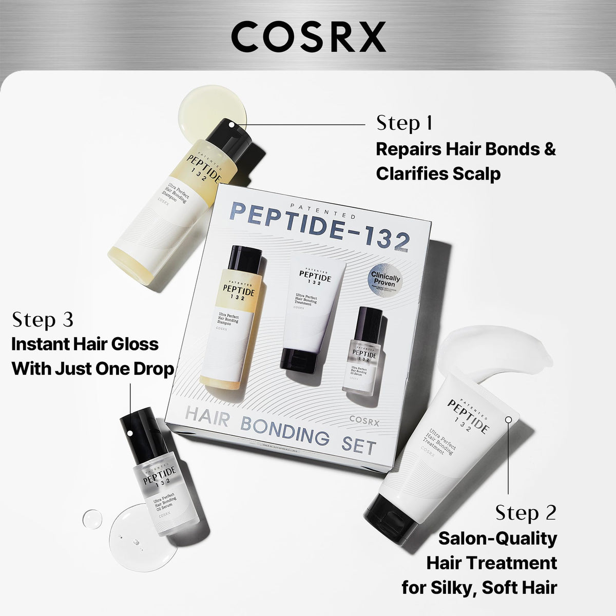 COSRX Ultra Perfect Hair Bonding Shampoo bottle showcasing the clarifying scalp care and anti breakage formula.