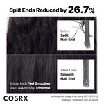 Back packaging labels of the 3 piece COSRX keratin repair set showing usage steps and ingredient information.