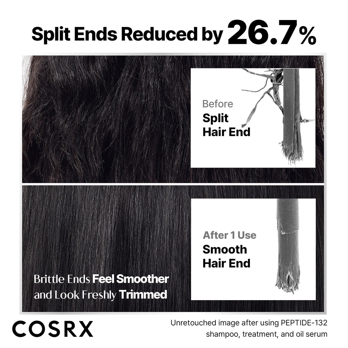 Back packaging labels of the 3 piece COSRX keratin repair set showing usage steps and ingredient information.