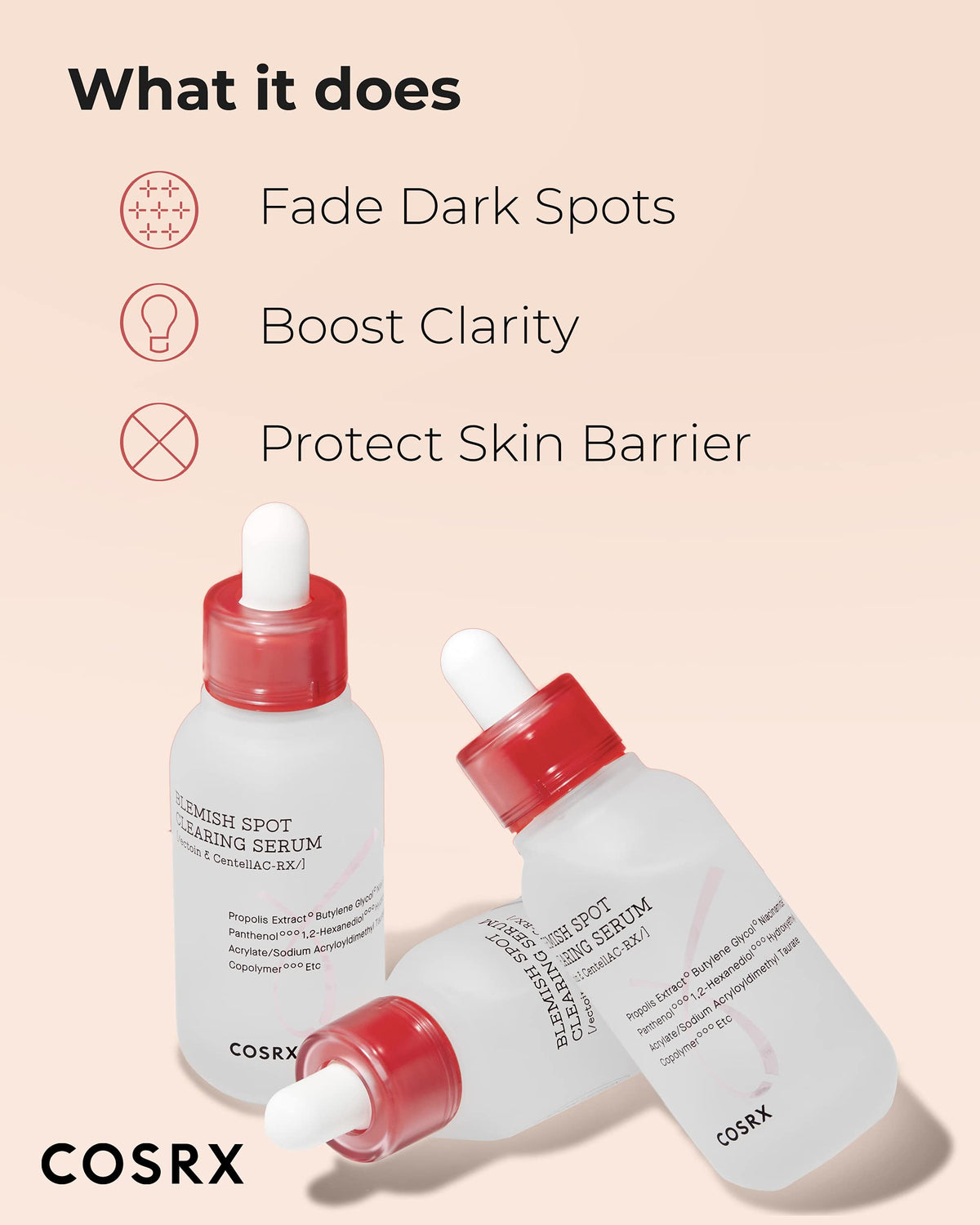 Lightweight non greasy COSRX acne spot clearing formula being applied to skin.