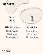 Dermatologically tested COSRX AC collection serum bottle displaying fluid ounce measurement.