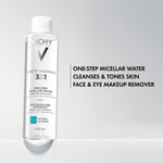 Vichy 3-in-1 micellar cleansing water packaging detailing Vitamin B5 ingredients