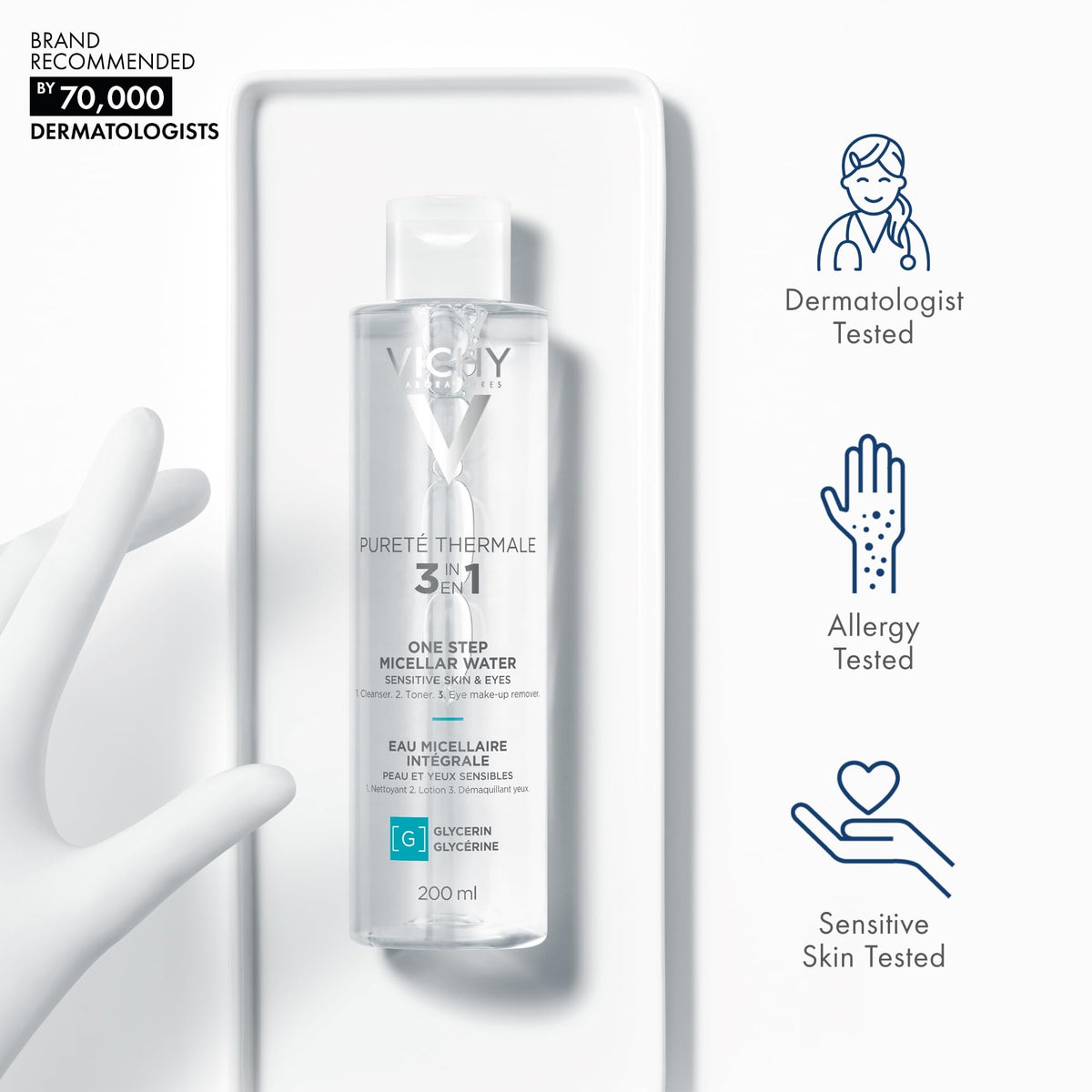 Imported no-rinse micellar water formula showcasing the 200ml product size