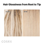 COSRX hair bonding oil showing ingredients label on the side of bottle