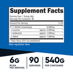 Unflavored branched chain amino acids powder supplement for muscle recovery
