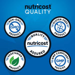 Back label of Nutricost unflavored amino acid powder showing clean plant based ingredients list