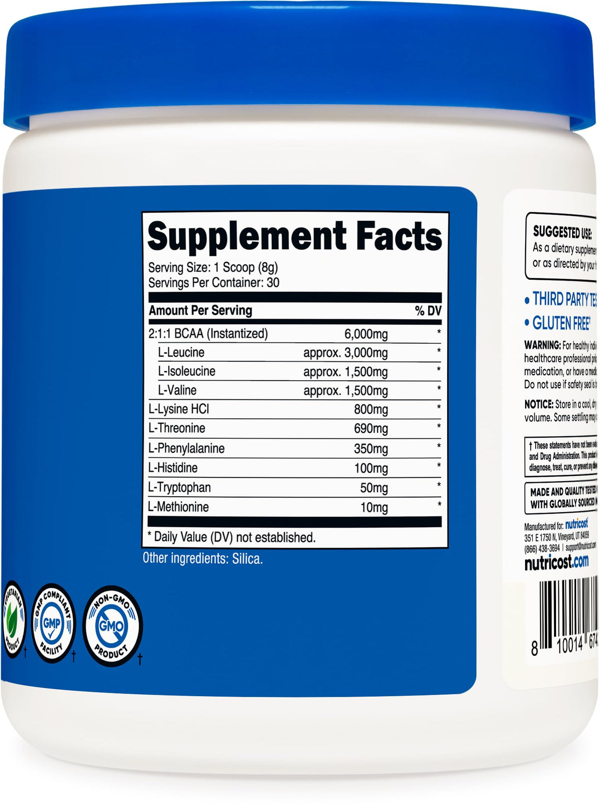 Authentic imported Nutricost premium muscle recovery powder container display for fitness tracking