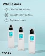 Back label of COSRX 2 in 1 poreless power liquid showing ingredients and usage directions