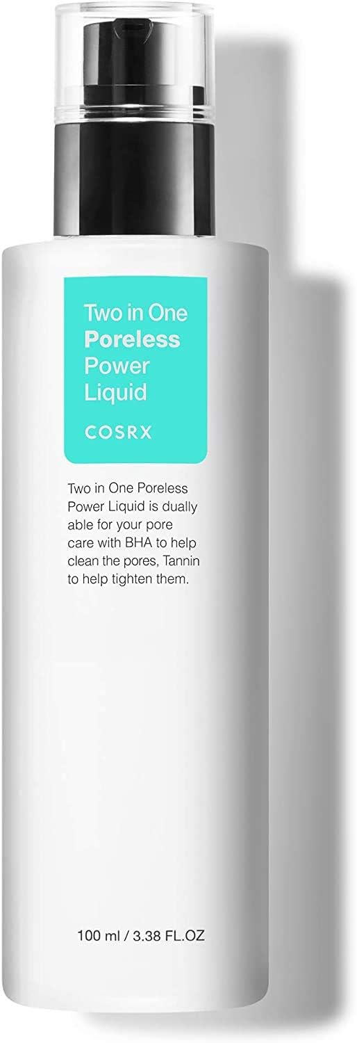 COSRX pore tightening essence being dispensed from the transparent pump bottle packaging