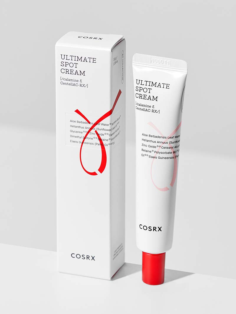Back of the COSRX AC Collection spot treatment tube highlighting paraben free and cruelty free certifications.