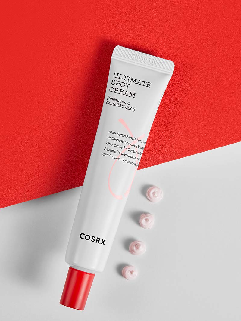 Texture shot of the white calamine and zinc oxide infused COSRX acne spot cream.