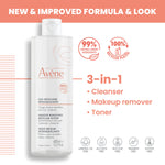 Avène 3-in-1 no-rinse micellar cleanser and toner bottle showing natural origin ingredients label