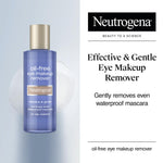 Neutrogena liquid eye makeup remover packaging details highlighting the oil free benefit.