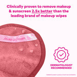 Five pink MakeUp Eraser mini cloths displayed outside the box