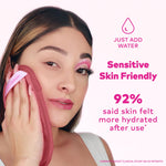 Detailed view of the MakeUp Eraser brand tag on the reusable cloth