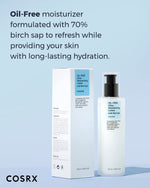 Cosrx birch sap facial lotion pump bottle packaging detailing authentic imported formulation benefits