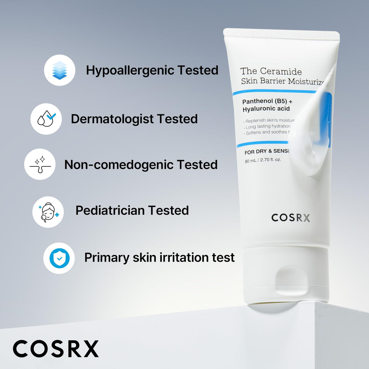 COSRX lipid barrier replenishment cream showcasing the lightweight lotion texture