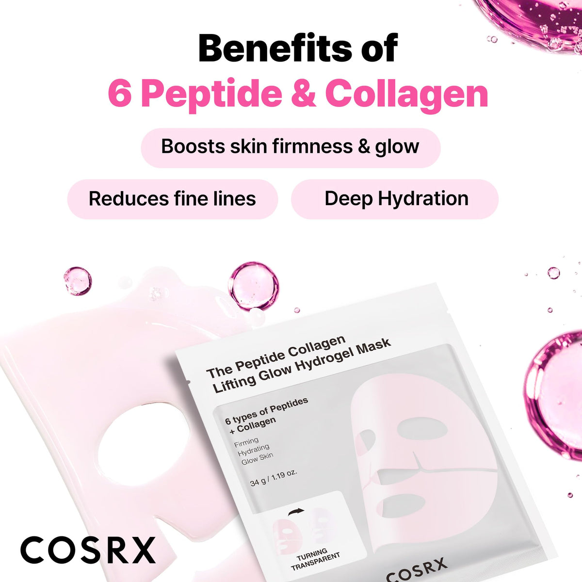 COSRX firming hydrogel mask for intense moisture and skin elasticity