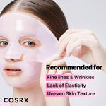 Close up of the pink peptide collagen hydrogel mask texture