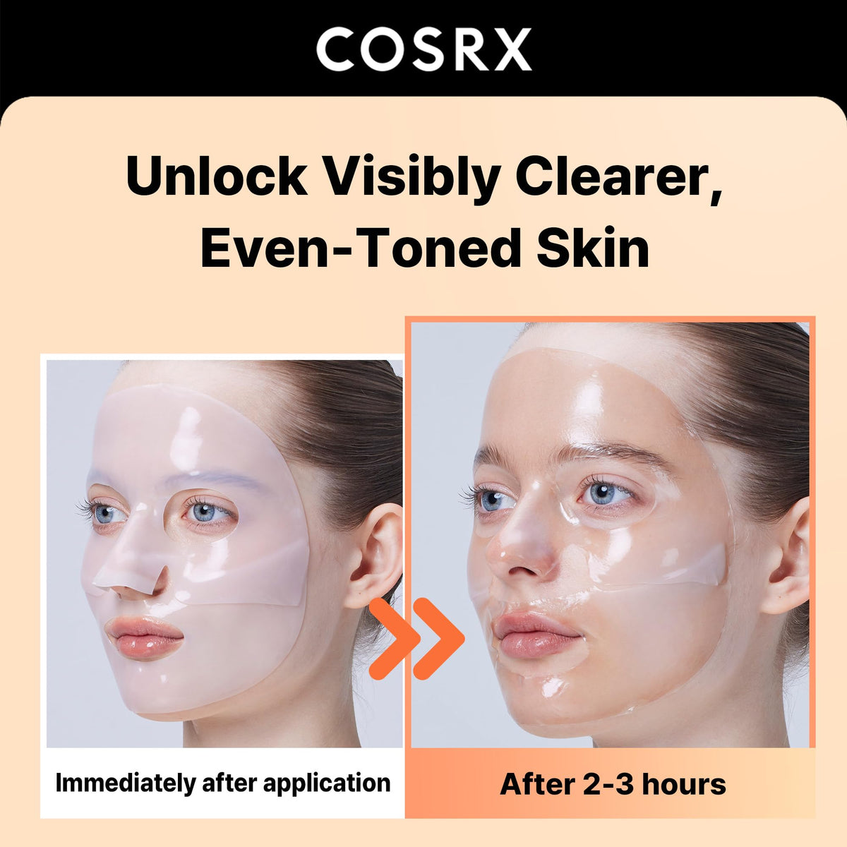 COSRX Korean skincare hydrogel mask sheets turning transparent on skin application