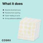 COSRX acne master patch application view highlighting the discrete translucent fit of the hydrocolloid material on skin