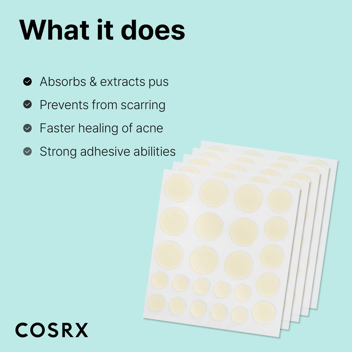 COSRX acne master patch application view highlighting the discrete translucent fit of the hydrocolloid material on skin