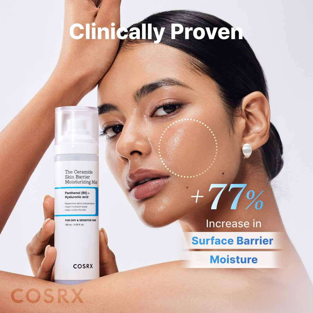 COSRX ultra fine moisturizing mist liquid texture and packaging presentation.