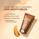 Imported L'Oreal Paris bronze bronzing lotion packaging emphasizing the Vitamin E enrichment benefits