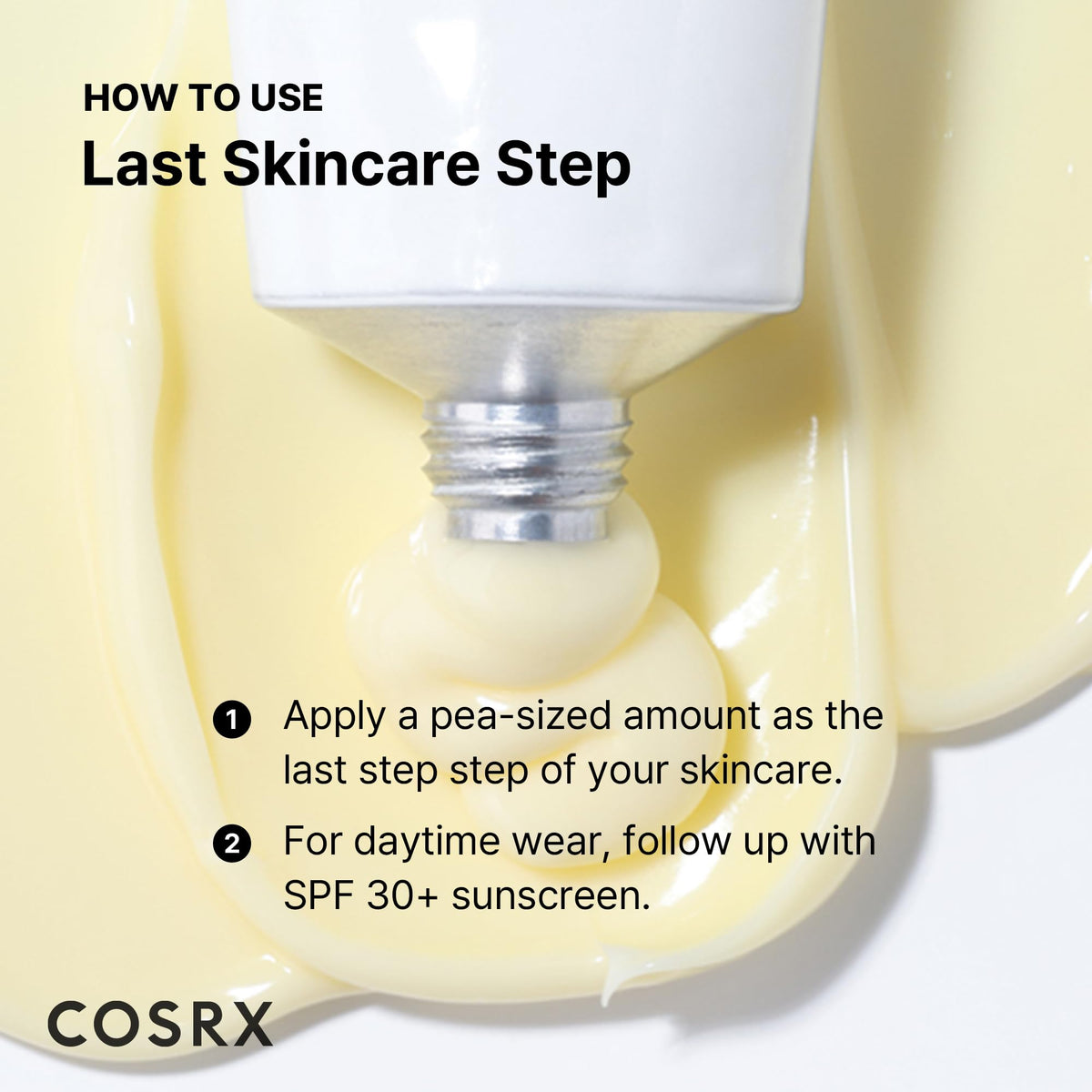 Swatch of the elastic creamy texture of COSRX 0.1 percent pure retinol treatment