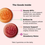 OLLY teenage girls chewable multivitamin nutritional facts label and premium ingredient list.