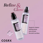 COSRX K-beauty pore minimizer and whitehead remover fluid container on a minimalist background.