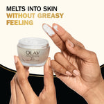 Olay Total Effects anti aging night cream ingredient label showing niacinamide and vitamins