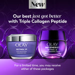 Olay Retinol 24 Night Face Moisturizer open jar showing smooth white cream texture