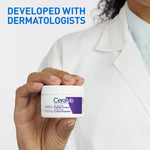 CeraVe peptide and niacinamide face cream jar open showing rich white texture