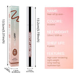 Three pieces of peelable matte lip gloss tattoo liners showing film removal
